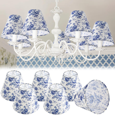 VIHOSE blue toile clip-on lampshade in 3x6x5 inch size for warm ambiance