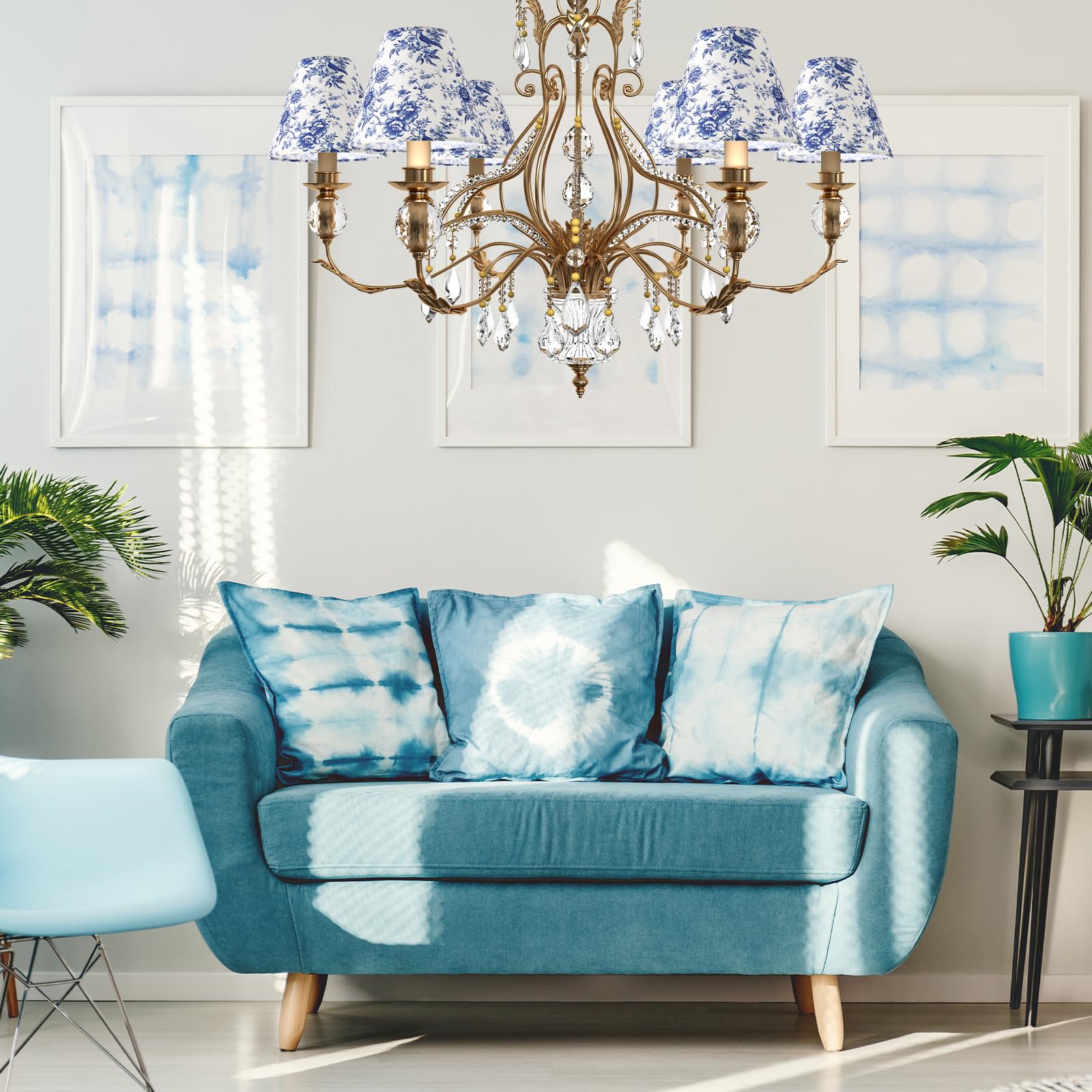VIHOSE blue toile shade complements rustic and farmhouse decor