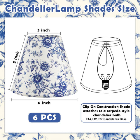 VIHOSE blue Toile de Jouy clip-on lampshade enhances wall sconces with vintage charm