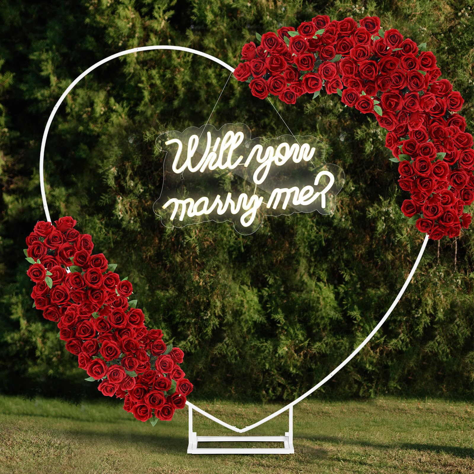 VIHOSE heart arch stand with white base for dramatic wall backdrop