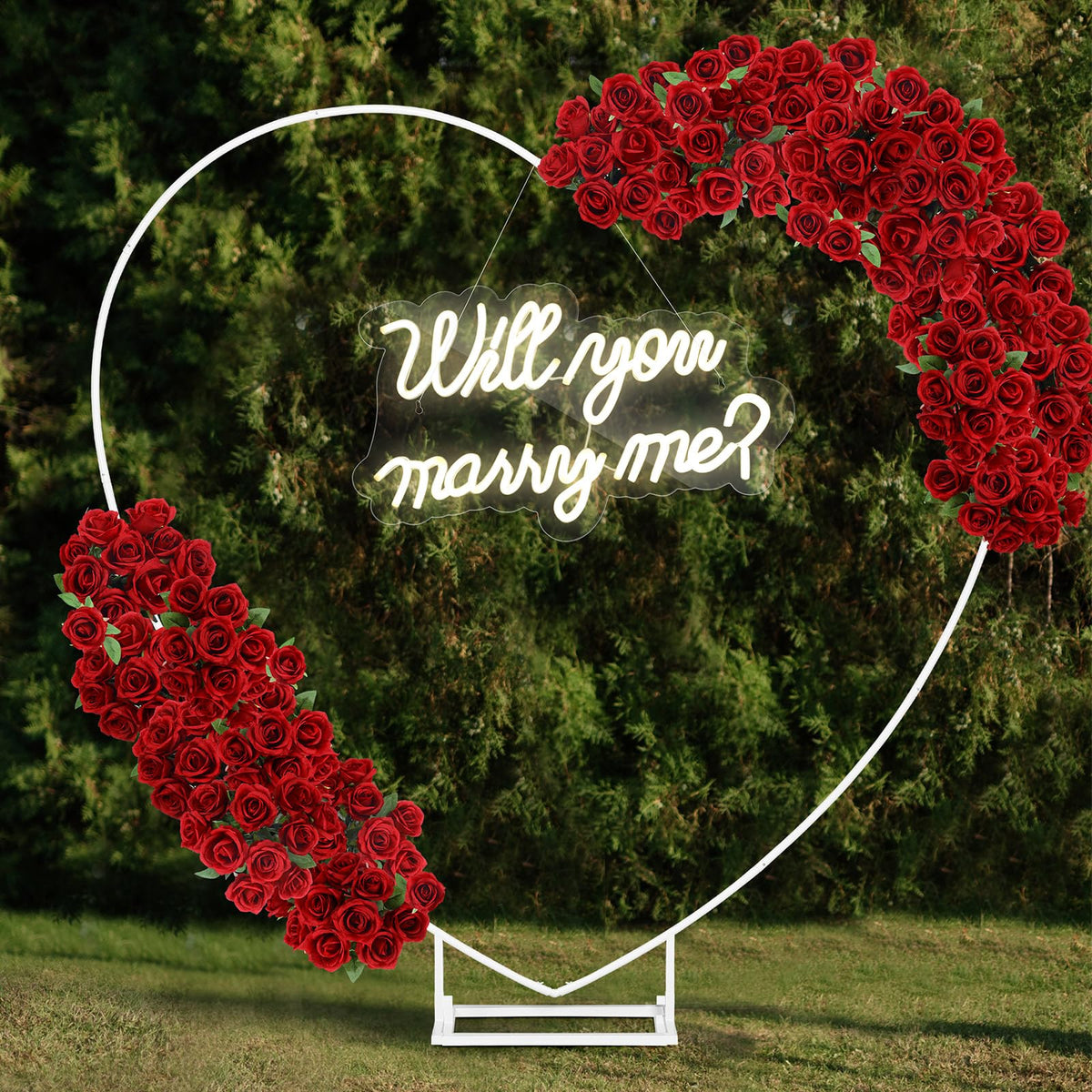 VIHOSE heart arch stand with white base for dramatic wall backdrop