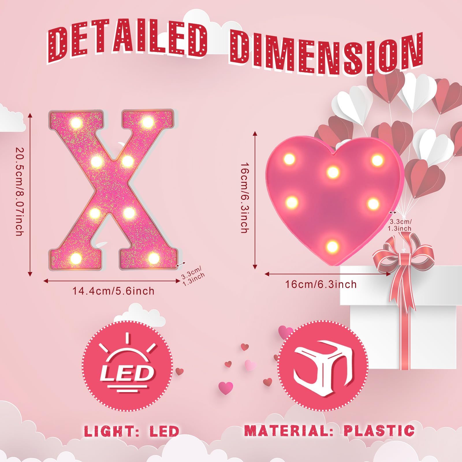 VIHOSE pink glitter heart lights add festive Valentine's ambiance