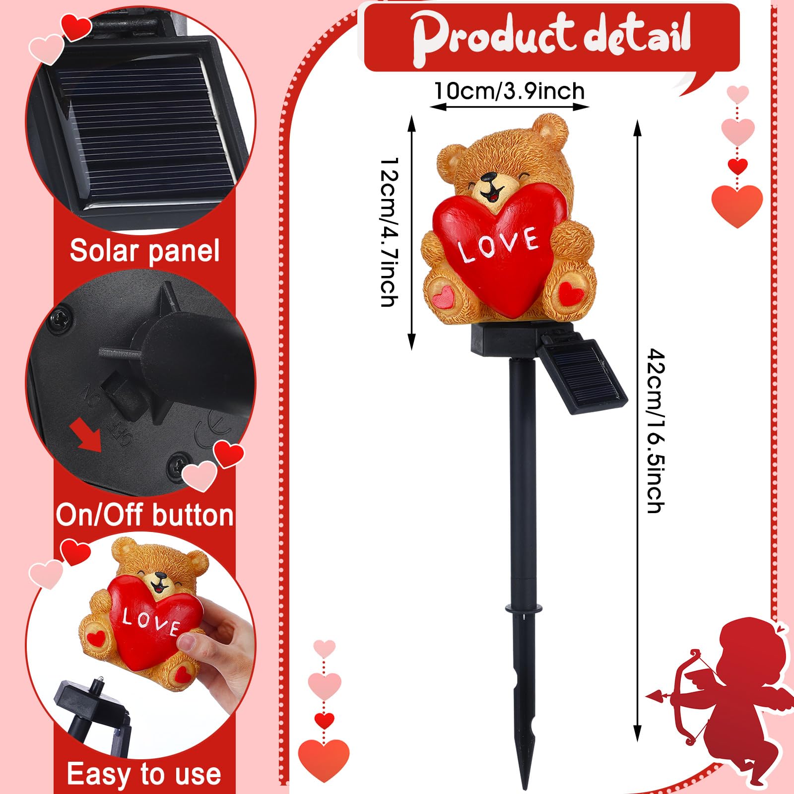 VIHOSE solar-powered bear garden stake provides energy-efficient night lighting