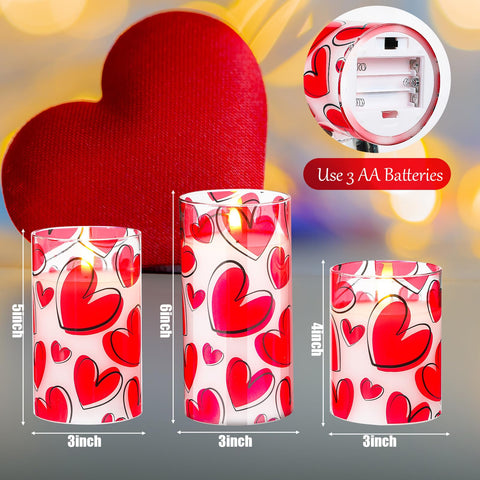 VIHOSE Valentine heart LED pillar candle for anniversaries
