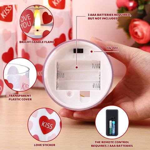 VIHOSE Valentine heart LED candle, 3x4 inches, perfect for table centerpieces.