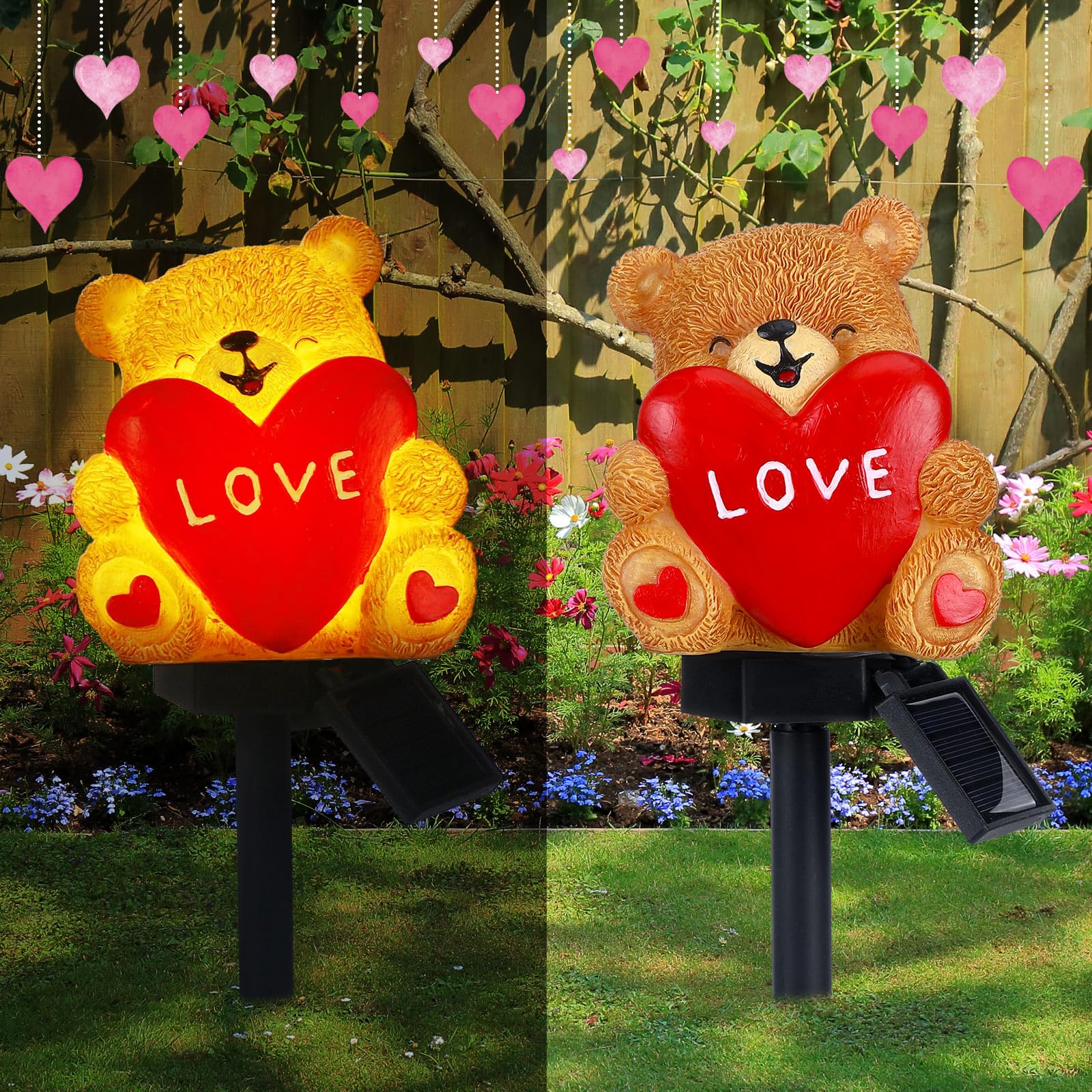 VIHOSE Valentine solar bear heart light enhances outdoor spaces with warm glow