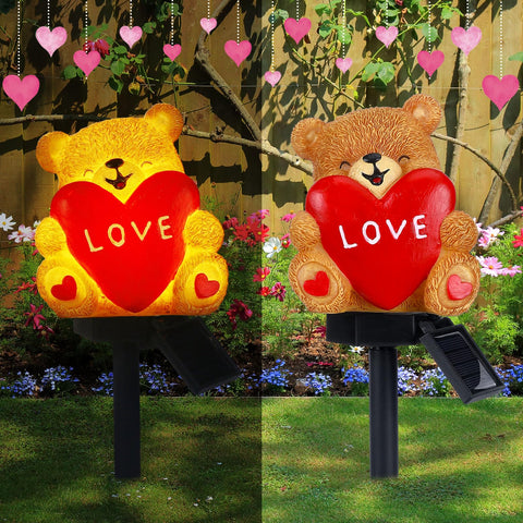 VIHOSE Valentine solar bear heart light enhances outdoor spaces with warm glow