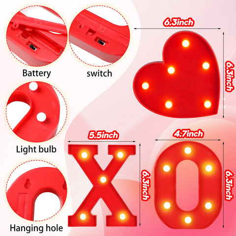 VIHOSE close-up of red LED letters with heart detail