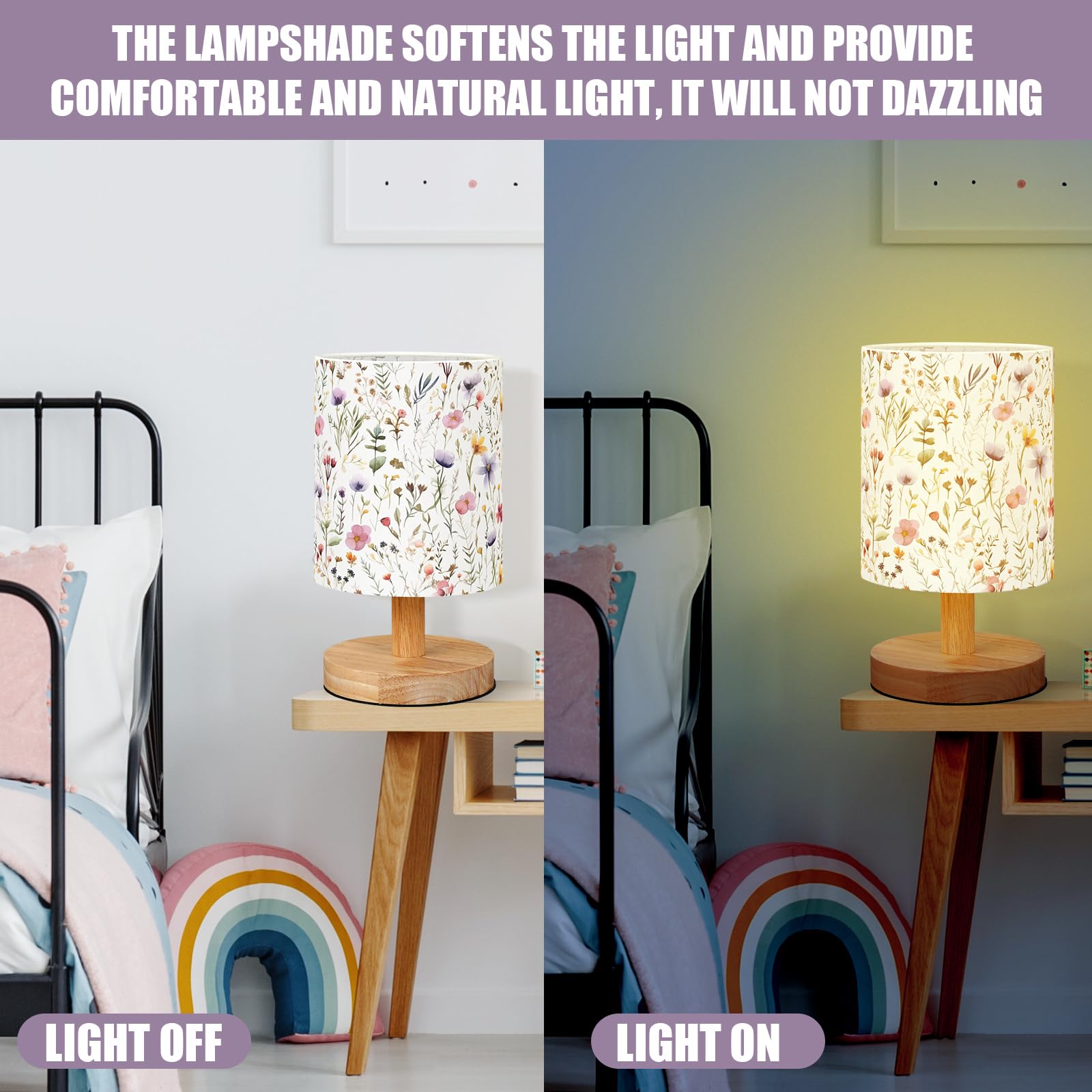 VIHOSE wildflower nursery lamp decor for charming ambiance.