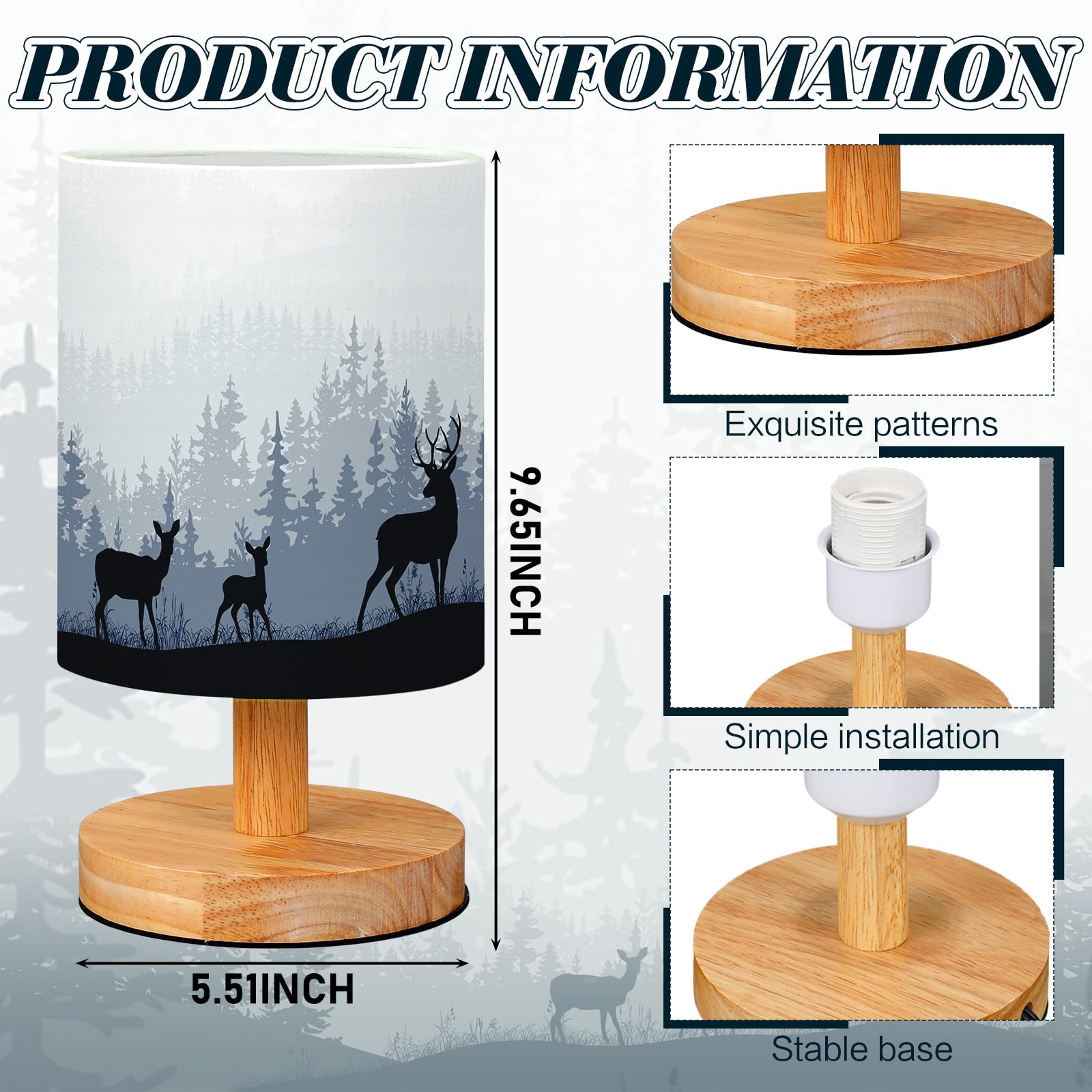VIHOSE wooden base lamp complements desks and tabletops