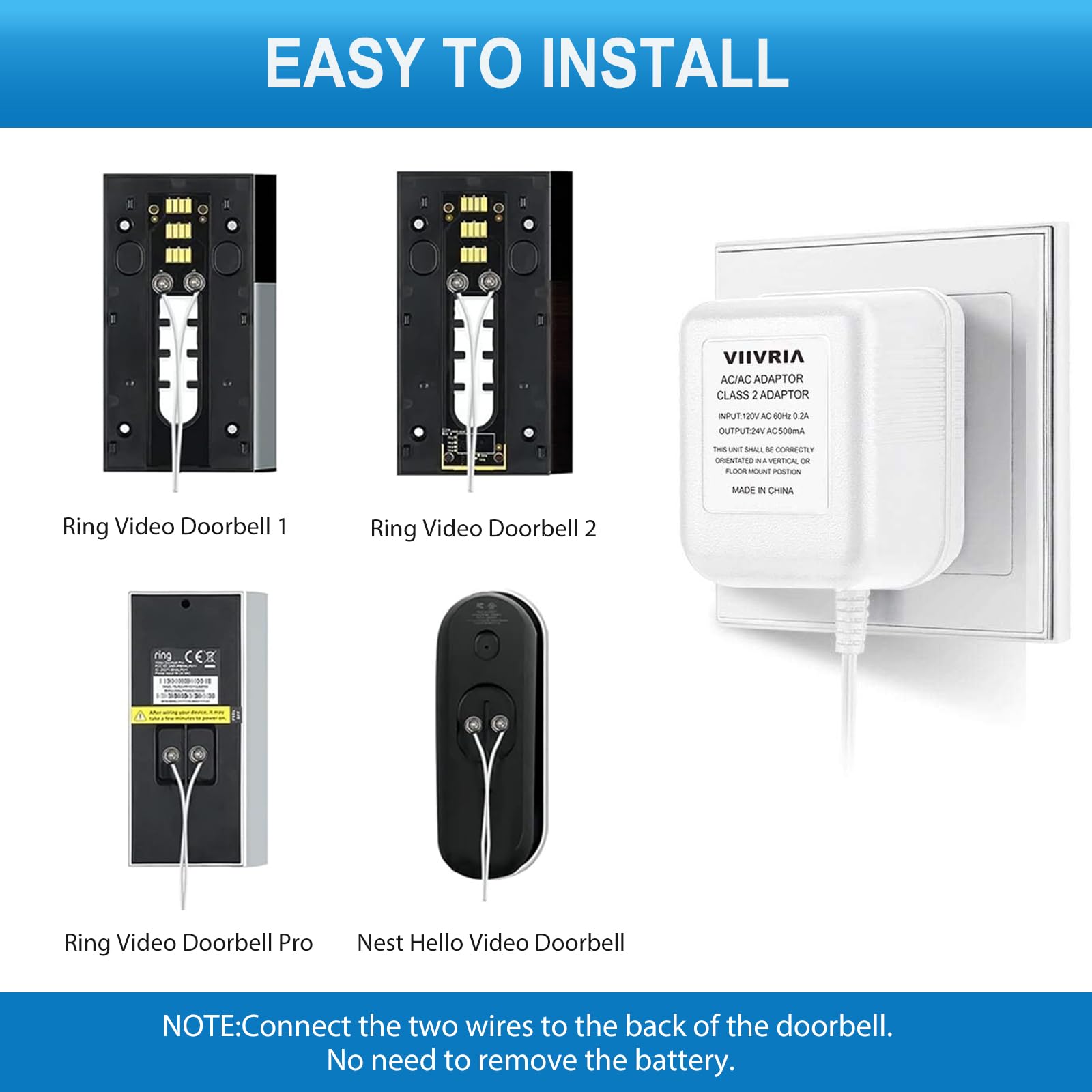 VIIVRIA battery backup ready for quick charging without thermostat removal