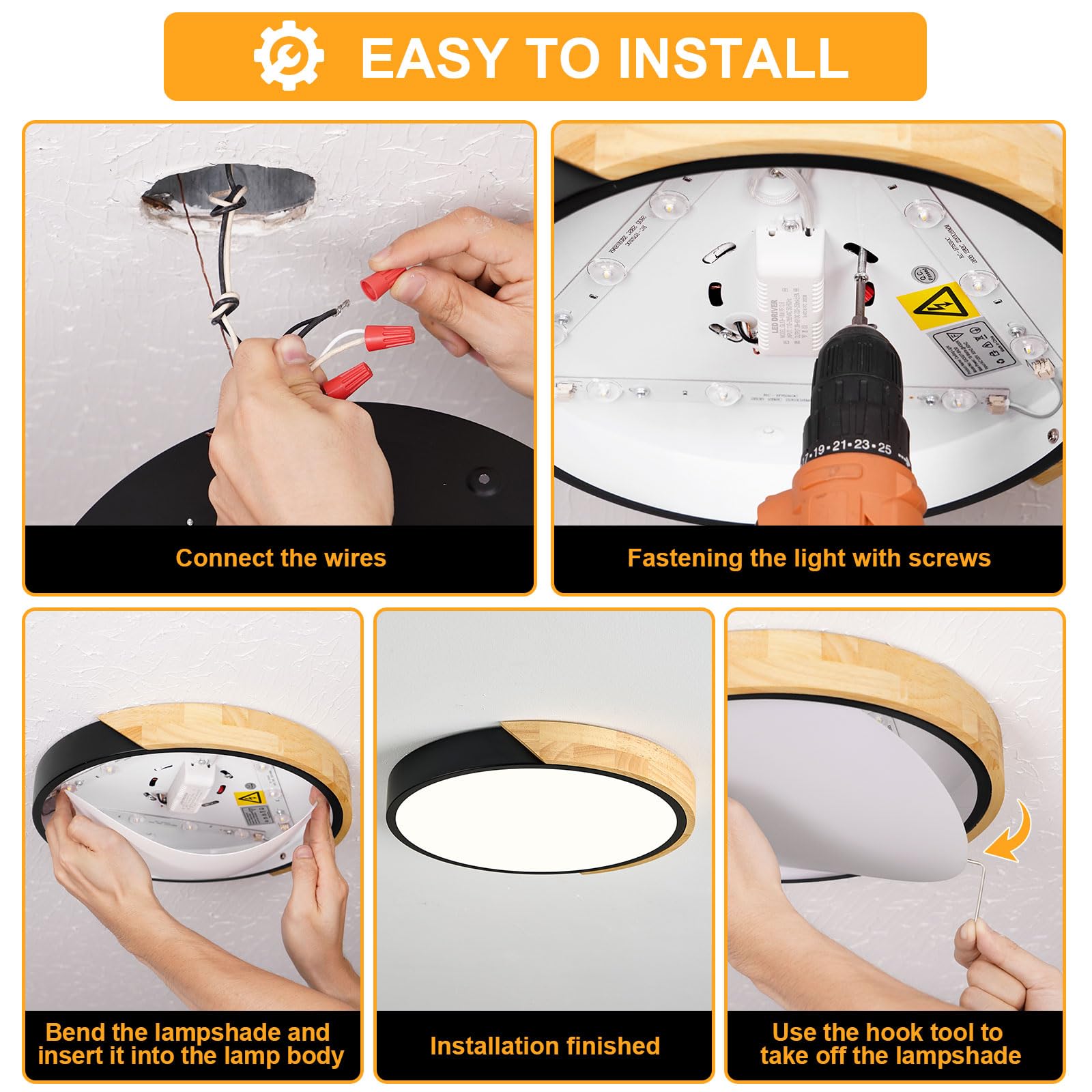 Vikaey black finish round light complements modern decor.