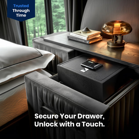 VS-14BL LCD keypad alongside biometric sensor for secure entry.