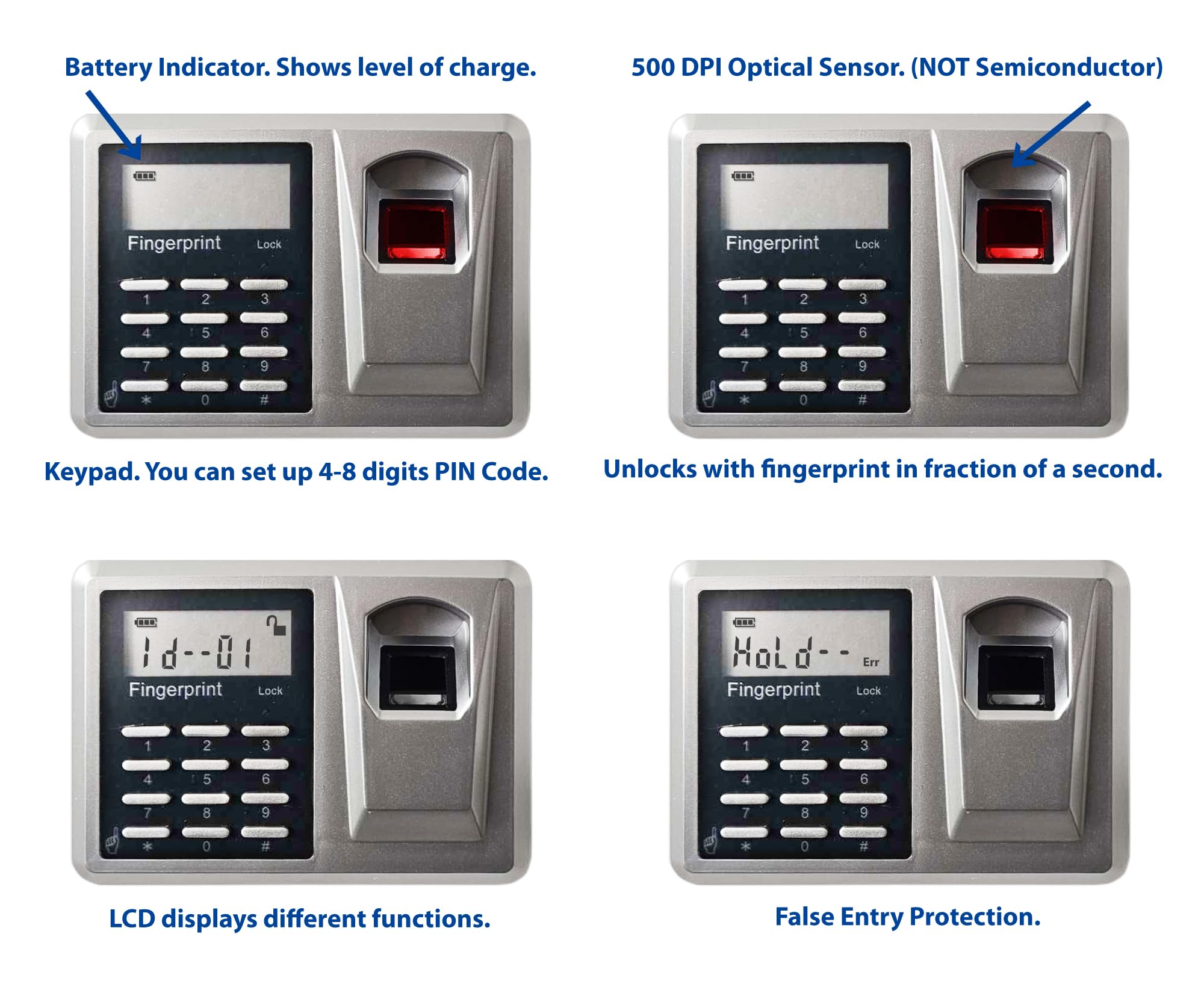 Viking VS-52BLXW biometric reader for fast entry