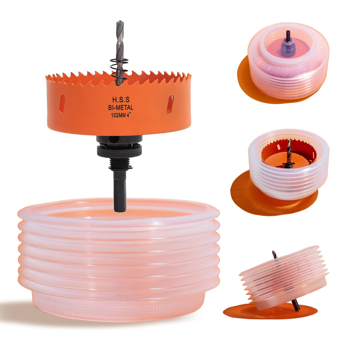 VIKITON 4-inch hole saw package with dust bowl and arbor for easy DIY setup