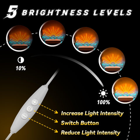 VIKLIU Sunset Neon Sign close-up shows LED strip details and energy efficiency.