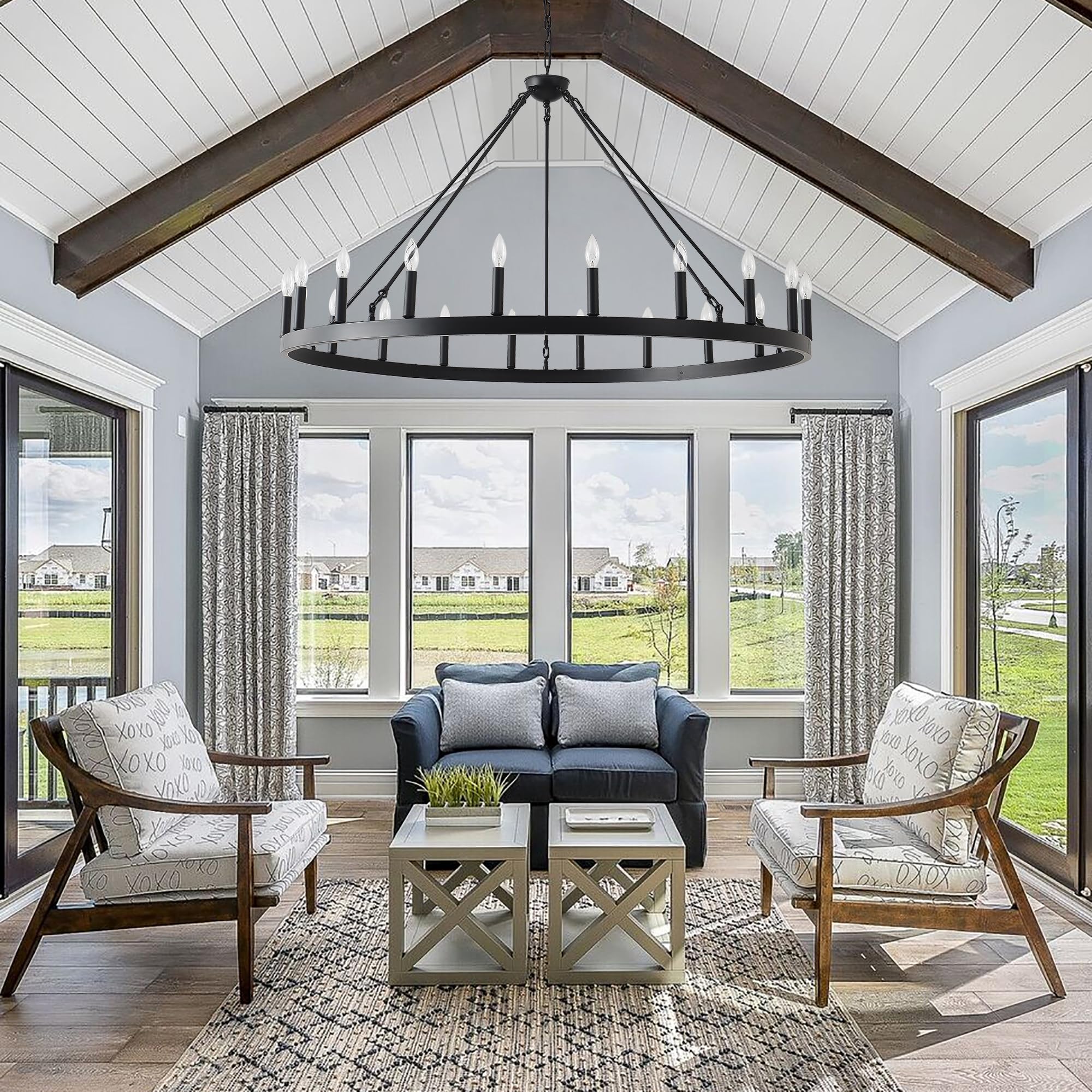 Viksroeo wagon wheel chandelier includes easy-installation hardware and instructions