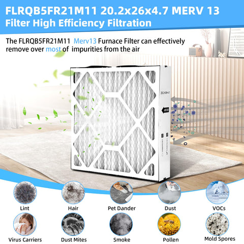 Vikua FLRQB5FR21M11 MERV 13 filter media close-up showing dense filtration layer