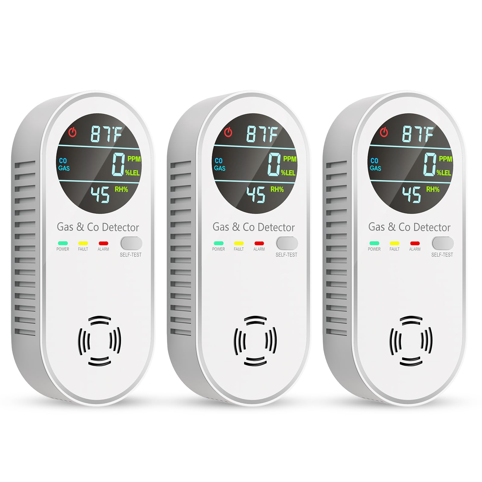 Vilfet 4-in-1 detector plugged in for home safety with CO and gas sensors.