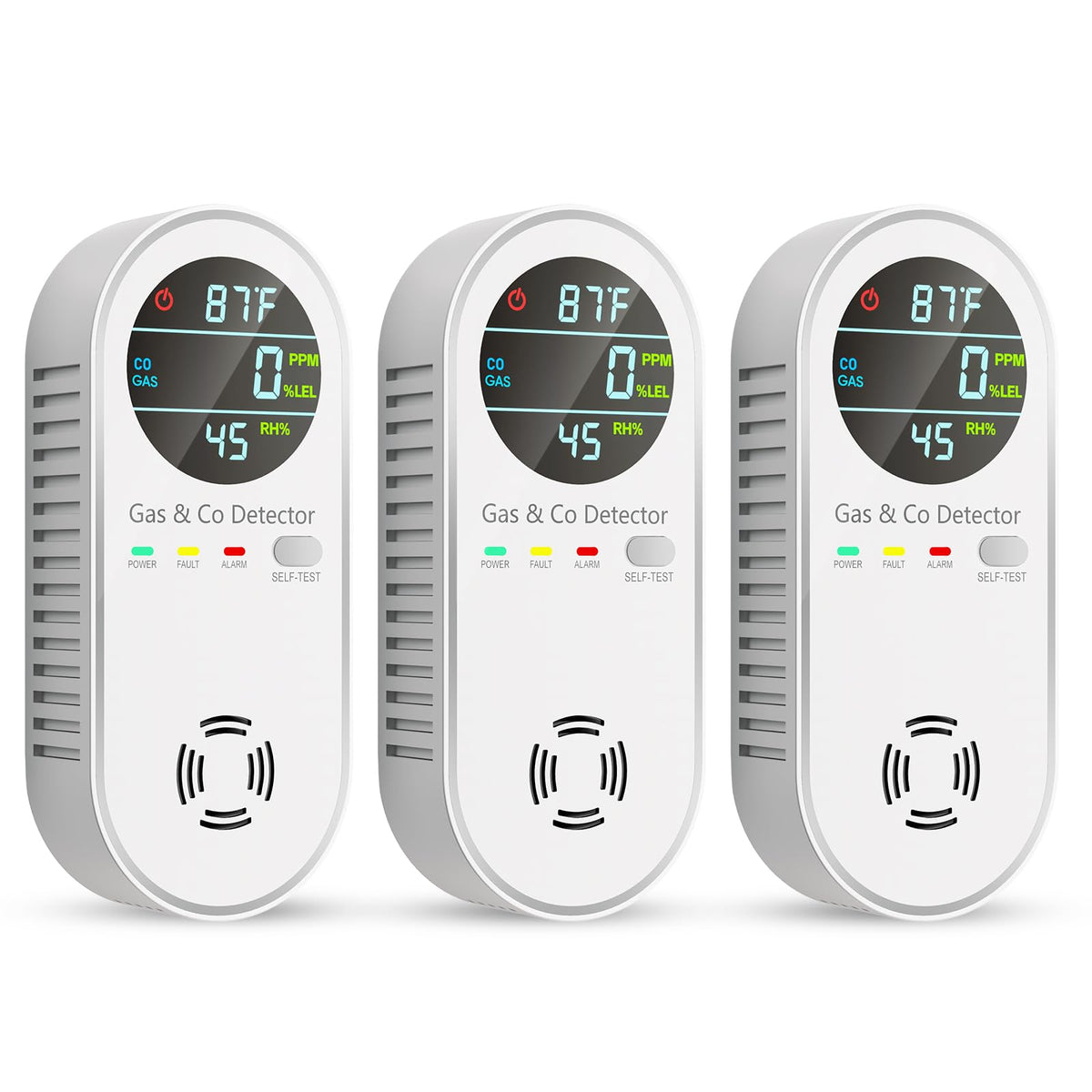 Vilfet 4-in-1 detector plugged in for home safety with CO and gas sensors.