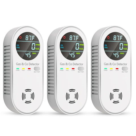 Vilfet 4-in-1 detector plugged in for home safety with CO and gas sensors.