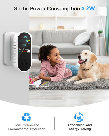 Vilfet 4-in-1 detector HD display with live CO and gas levels for monitoring