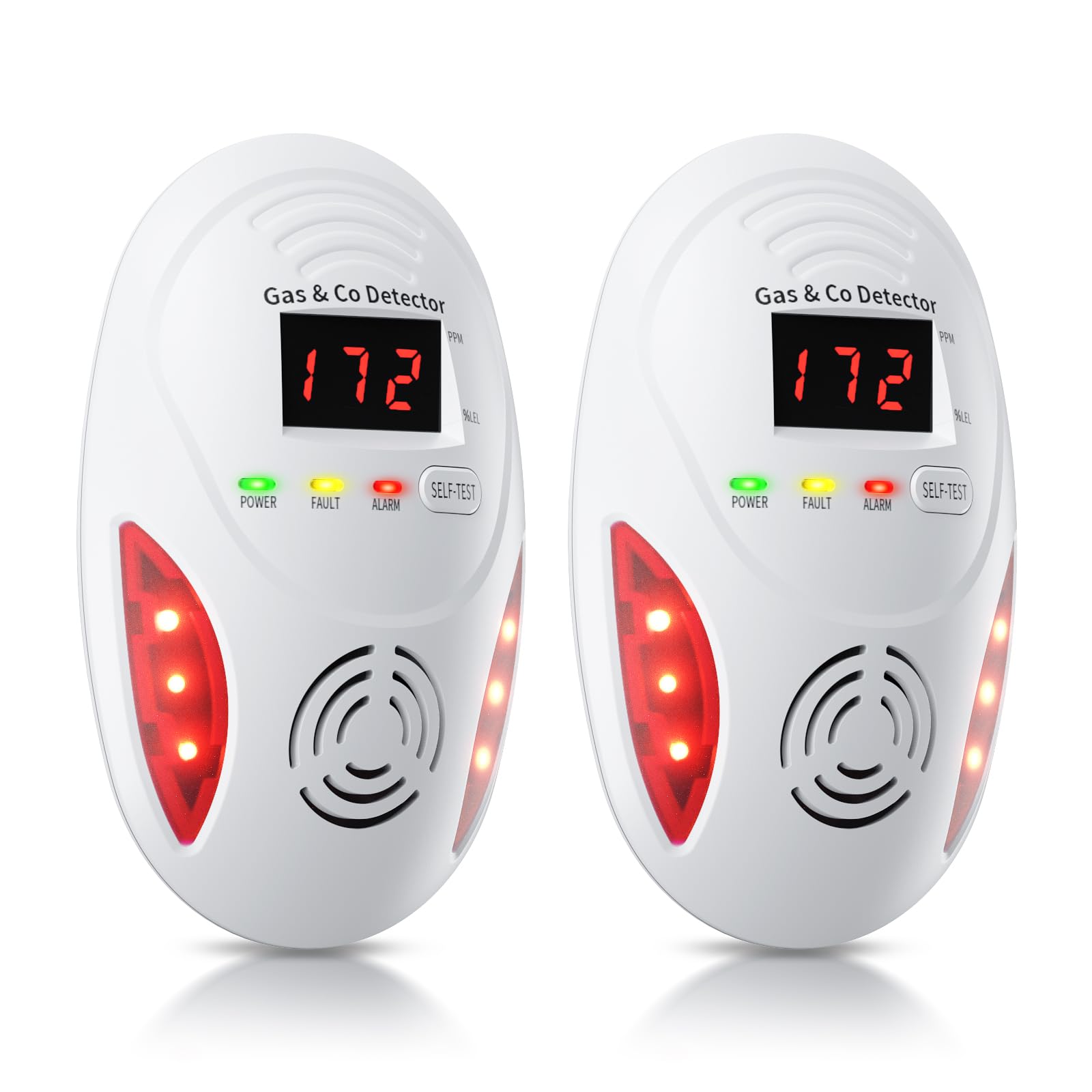 Vilfet CO and natural gas detector front view in plug-in setup for home safety.