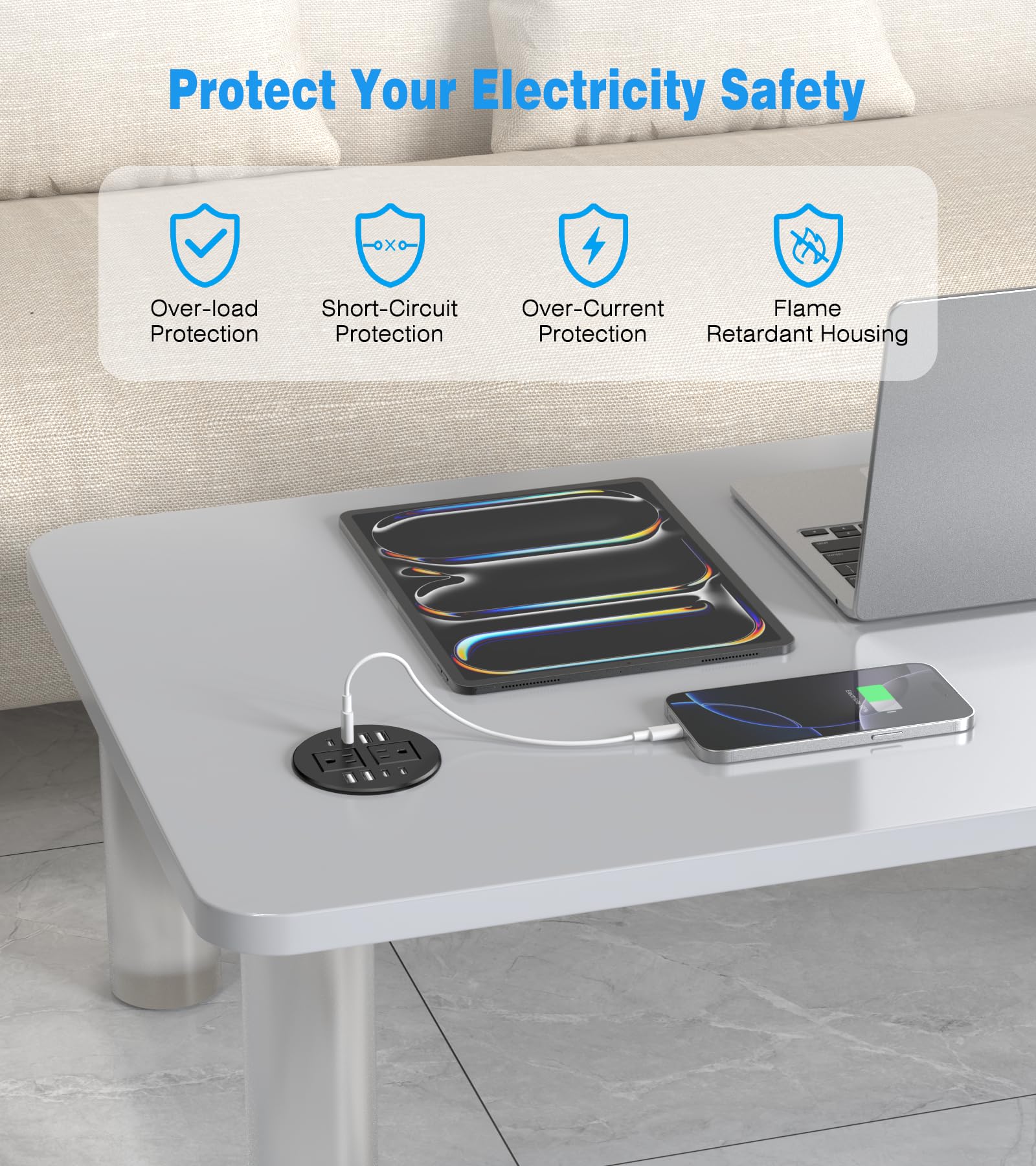 Vilong 80mm desk hole fit demonstrates easy installation and clean lines