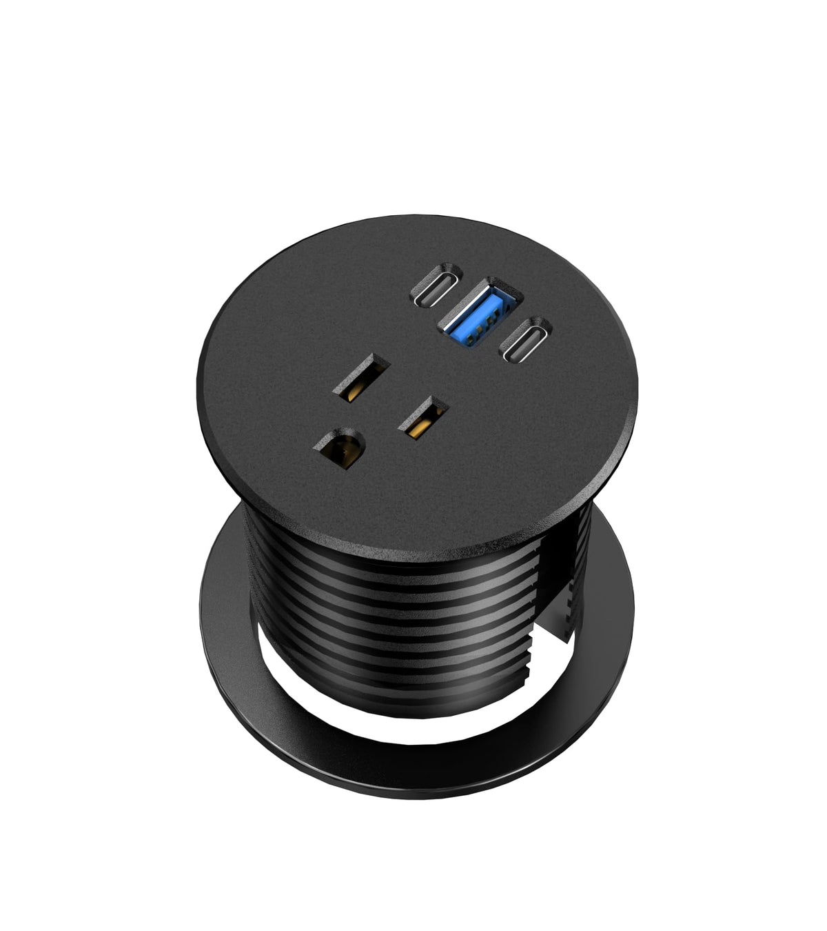 VILONG Desk Grommet Outlet assembly view showing ports for clutter-free charging