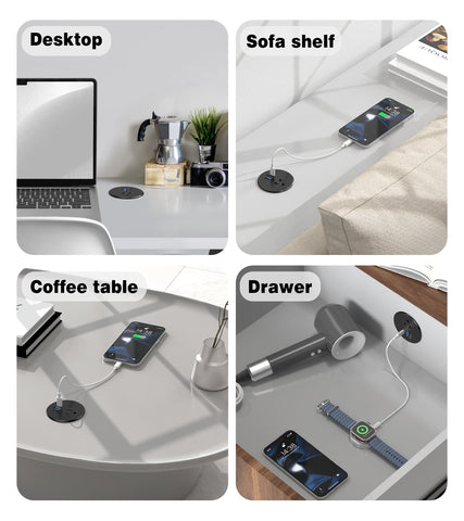 VILONG Desk Grommet Outlet in black finish for modern office furniture