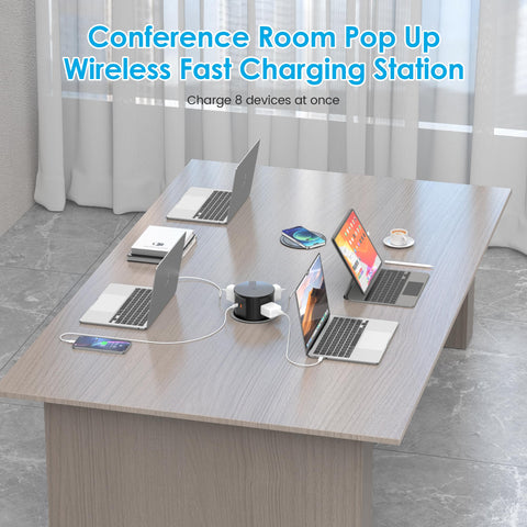 Vilong Pop Up Outlet retractable desk design saves space when retracted.