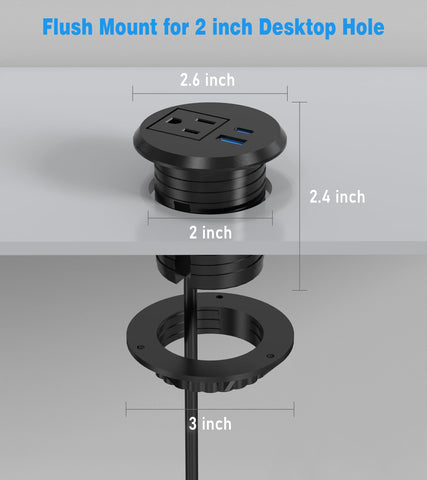 Vilong recessed round desk grommet design on a work surface