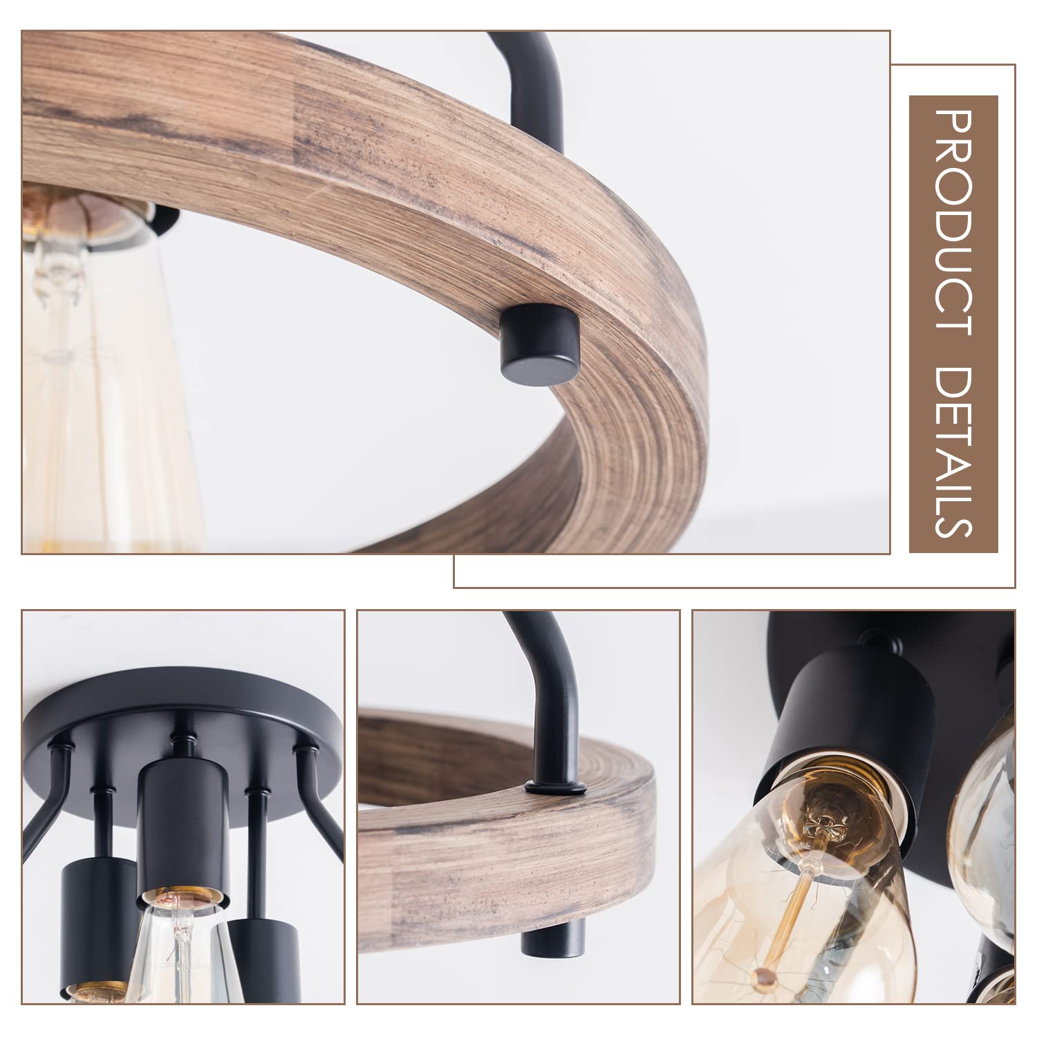 Viluxy retro wood circle frame detail showcasing rustic charm