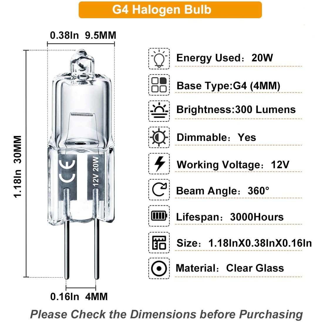Vinaco G4 bulb 12V dimmable for mood-adjustable lighting.
