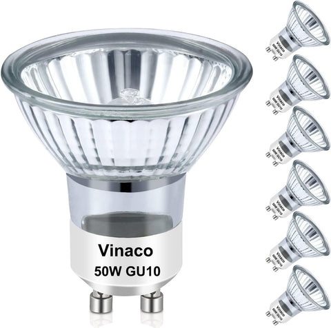 Vinaco GU10 halogen bulb with glass cover improves track lighting ambience.