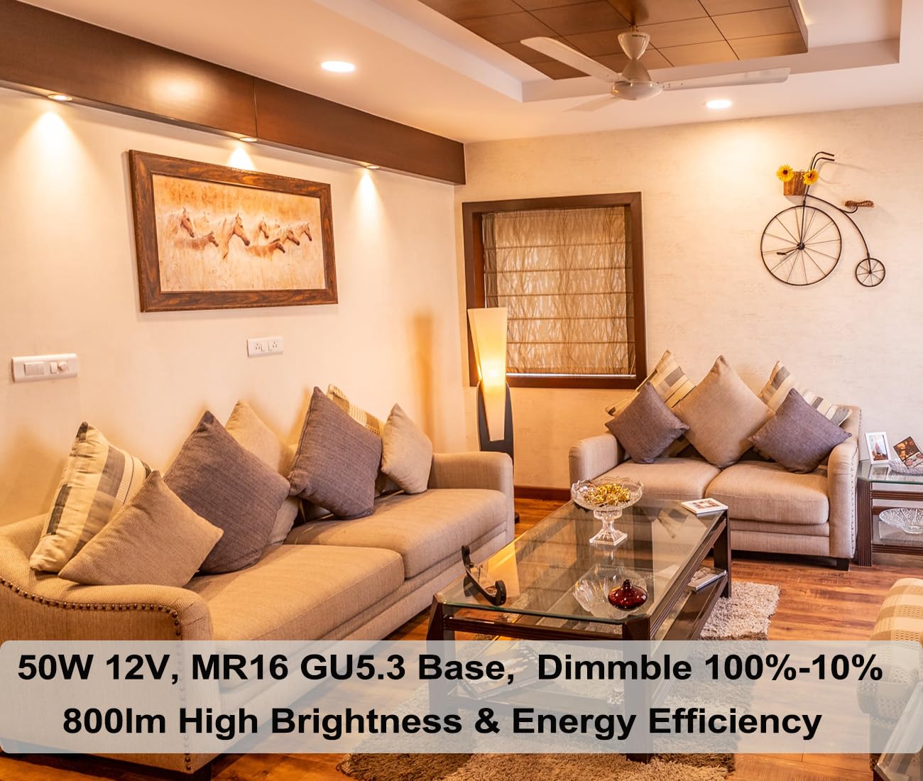 Vinaco MR16 dimmable bulb with smooth brightness control for versatile mood lighting.