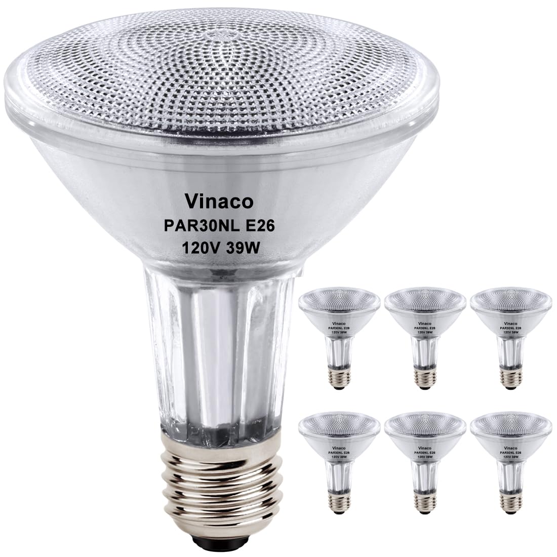 Vinaco PAR30 long-neck bulb pack ideal for recessed can lights with long life.