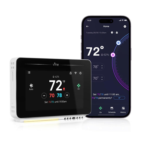 Vine Smart Thermostat touchscreen display for simple temperature control