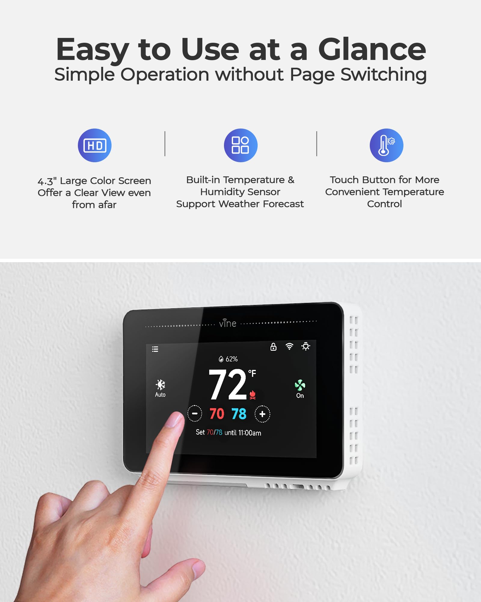 Vine Smart Thermostat voice control works with Alexa and Google Assistant