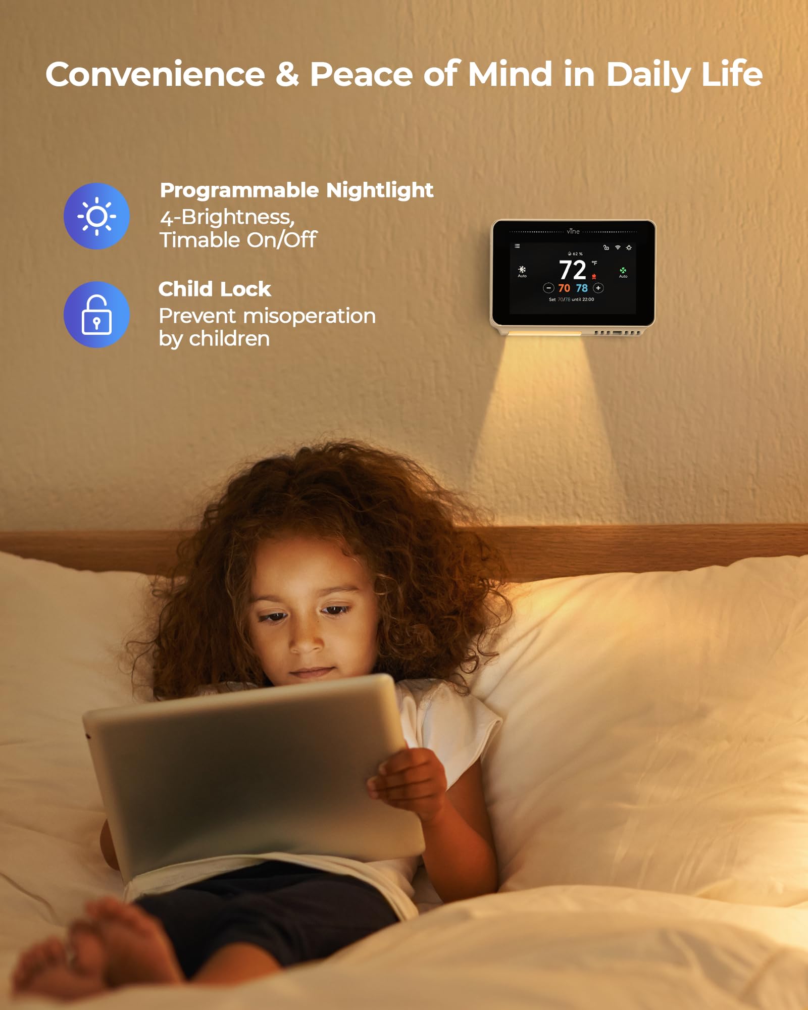 Vine Smart Thermostat controlled remotely via the mobile app
