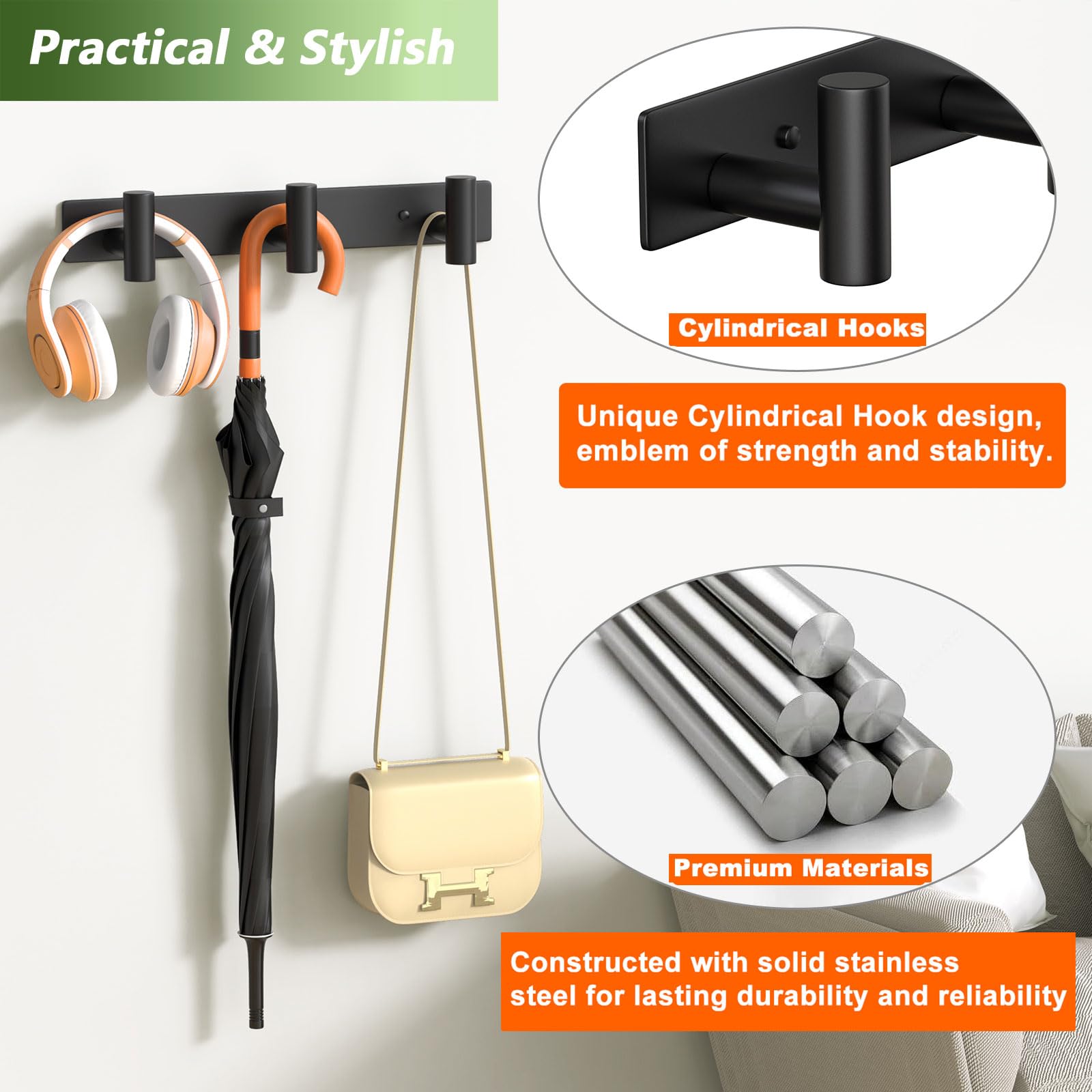 VINHOLD bathroom towel coat rack hook for towels and robes