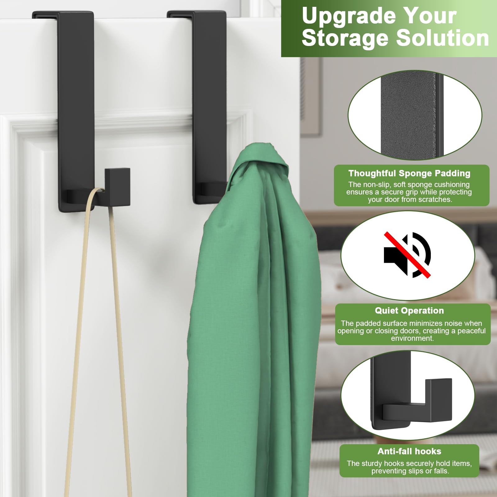 VINHOLD over-the-door-hook anti-slip design keeps items secure.