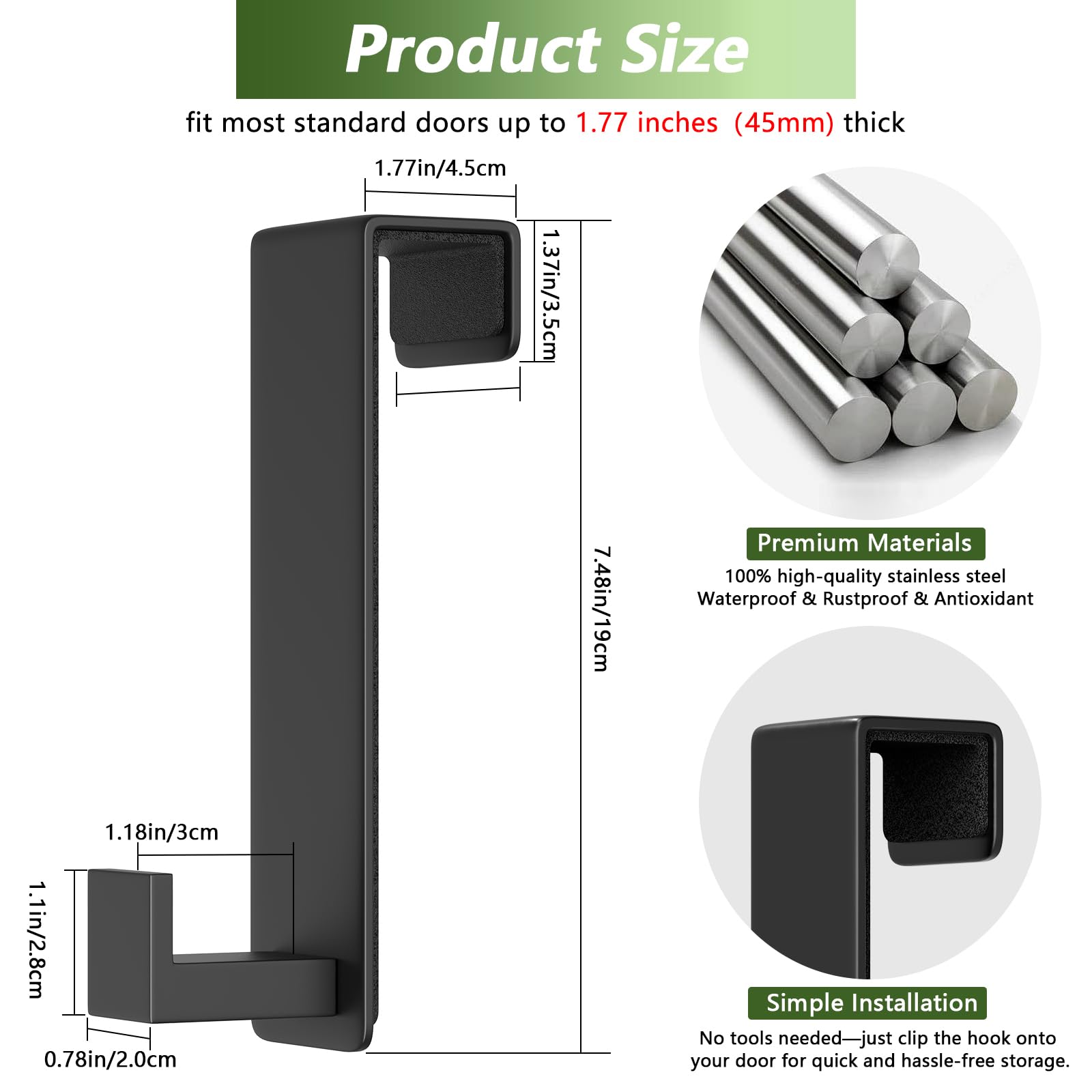 VINHOLD over-the-door-hook on door demonstrates space-saving organization for coats.