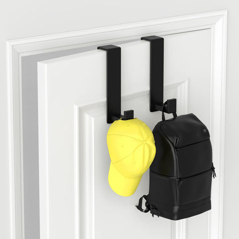 VINHOLD over-the-door-hook black pack-2 closeup shows compact organization in a doorway.