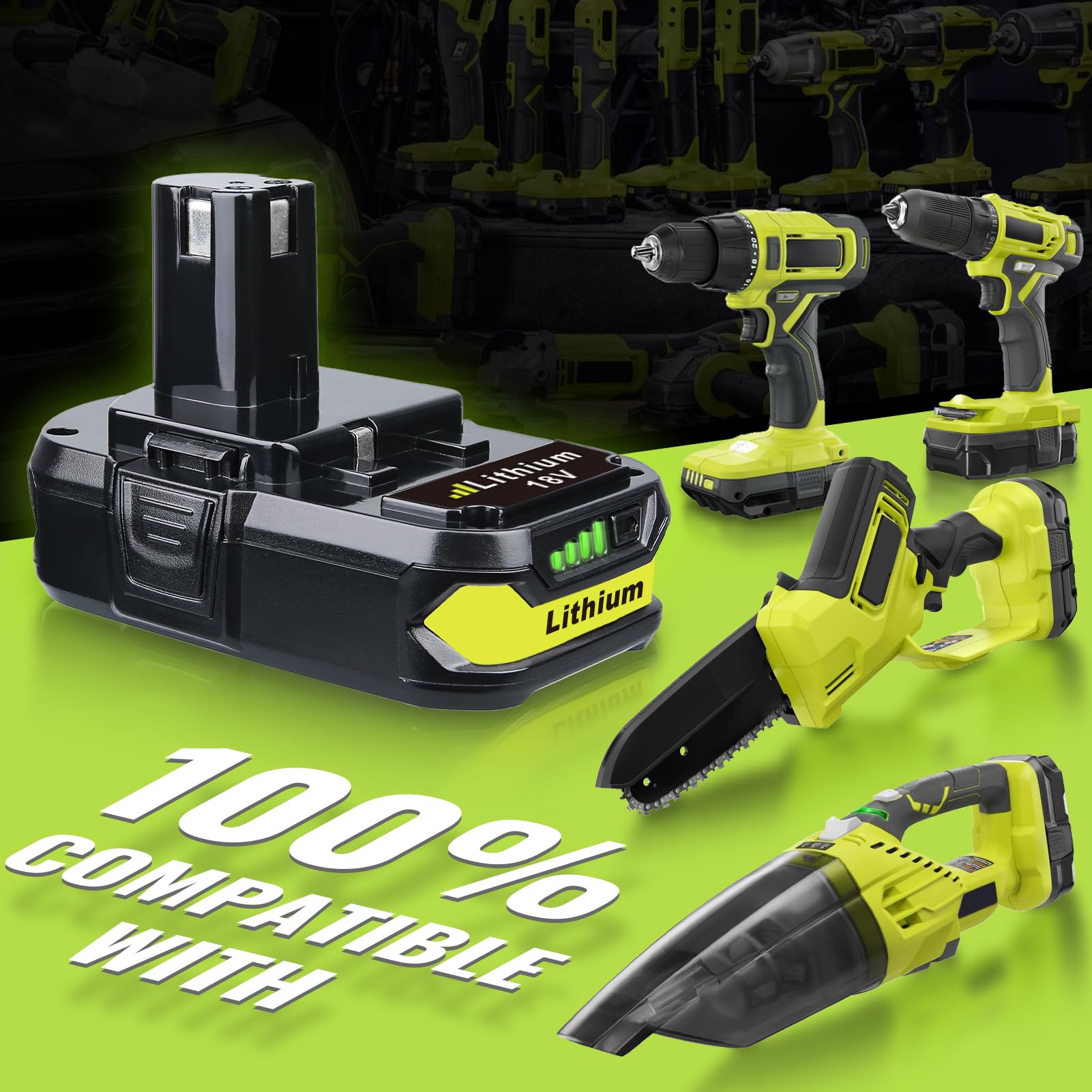 VINIDA battery powering Ryobi cordless tools in use