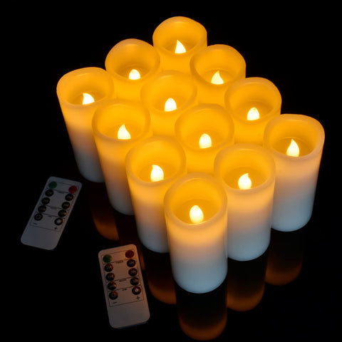 Vinkor ivory 12-piece flameless candle set for warm home ambiance.