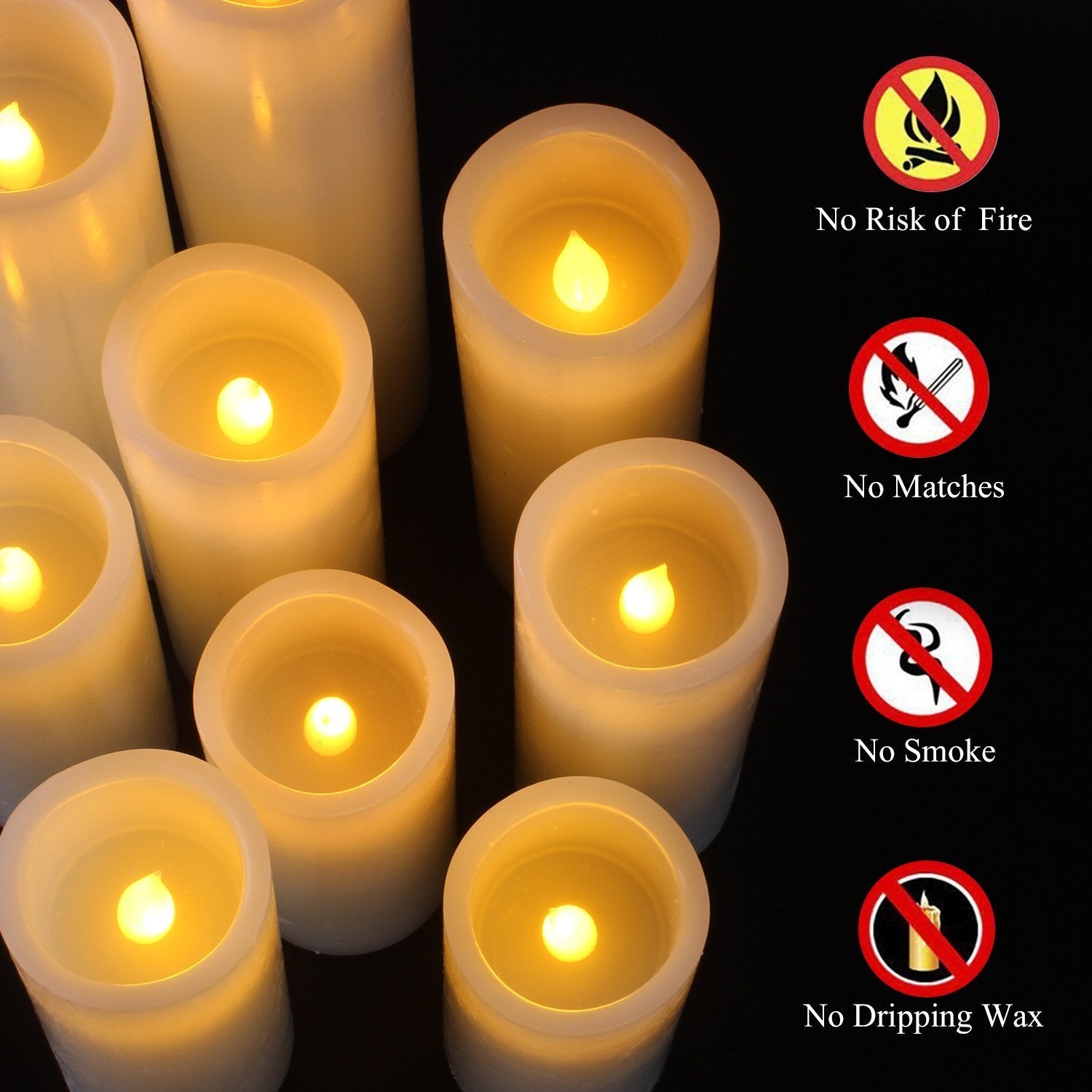 Vinkor 8-inch ivory LED pillar candle with realistic wax look.