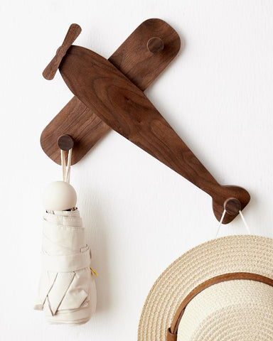 Vinoil airplane coat hook mounted on wall, ideal for kid's room organization