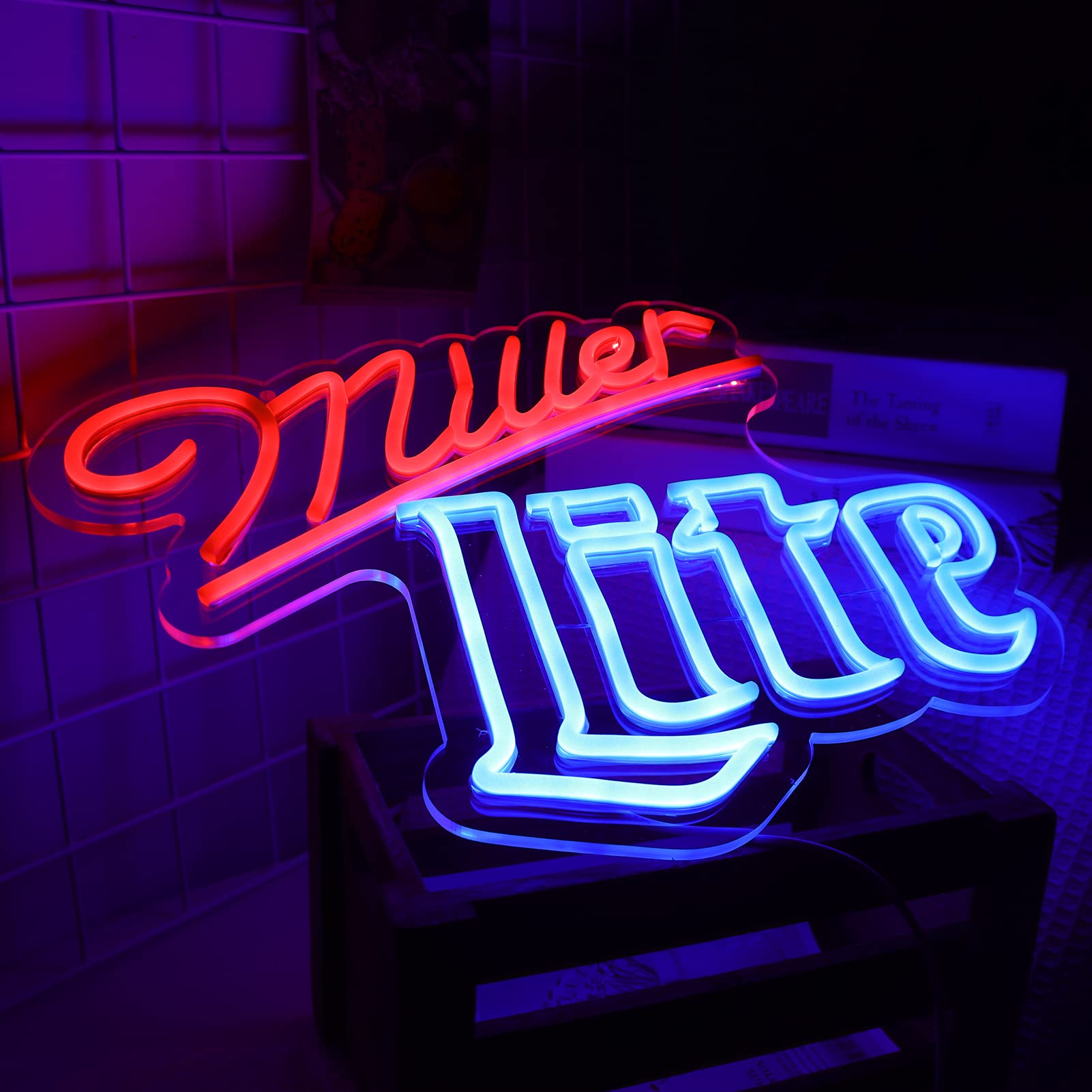 Vinray Miller neon sign includes hanging chain for easy ceiling or wall mounting.