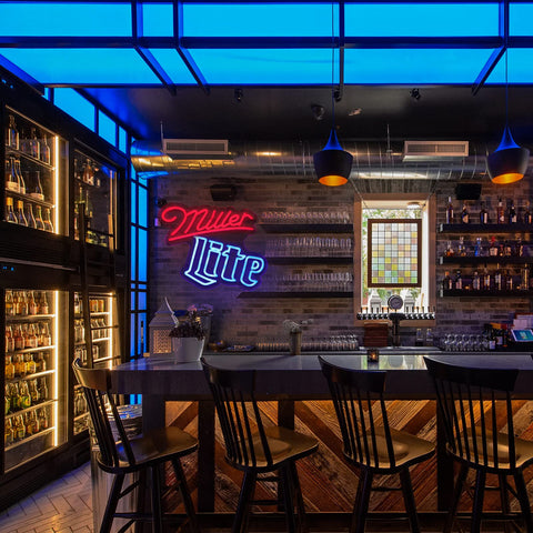 Vinray Miller neon sign showcases a sleek, modern design for contemporary spaces.